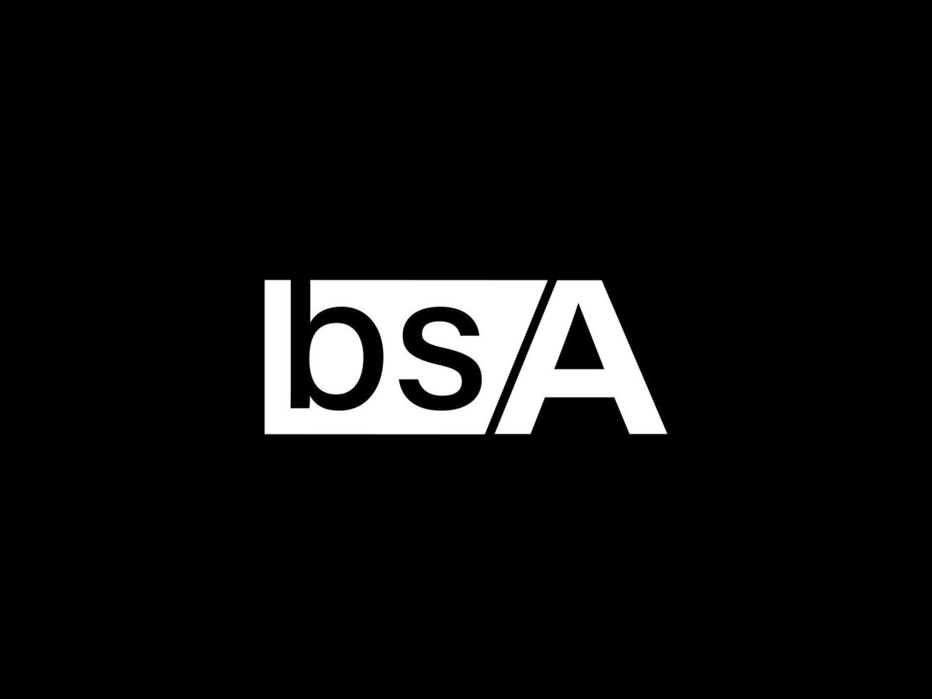 BSA Logo and Graphics design vector art, Icons isolated on black background