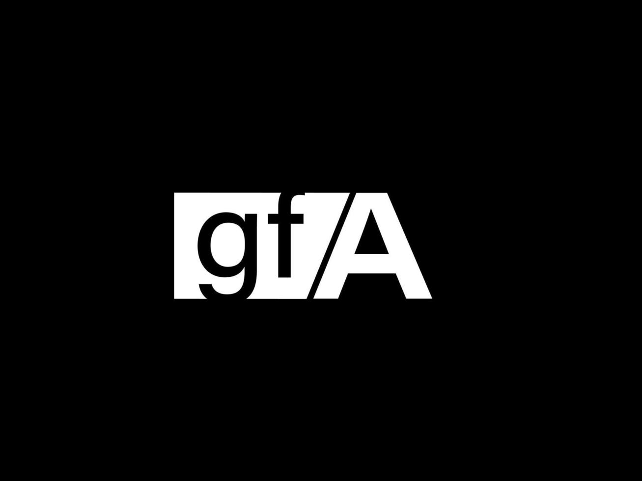 gfa logo y diseño gráfico arte vectorial, iconos aislados en fondo negro vector