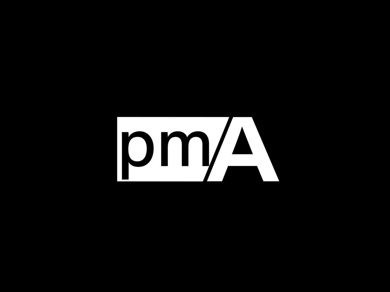 logotipo de pma y diseño de gráficos de arte vectorial, iconos aislados en fondo negro vector