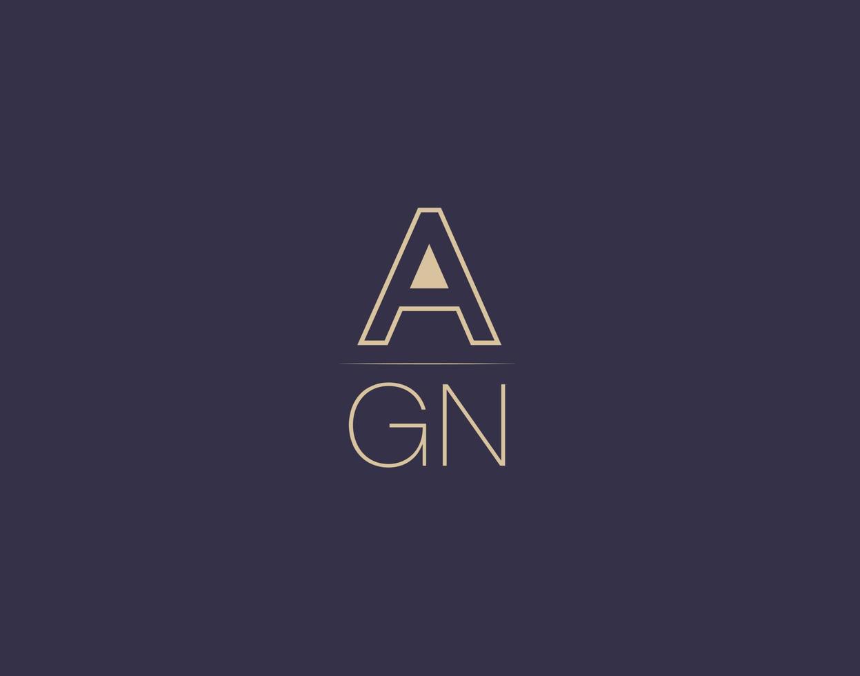 imágenes vectoriales minimalistas modernas de diseño de logotipo de letra agn vector