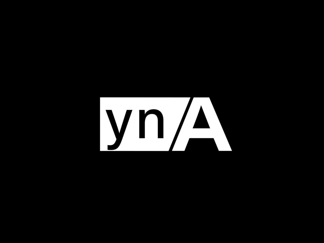 yna logotipo y diseño gráfico arte vectorial, iconos aislados en fondo negro vector