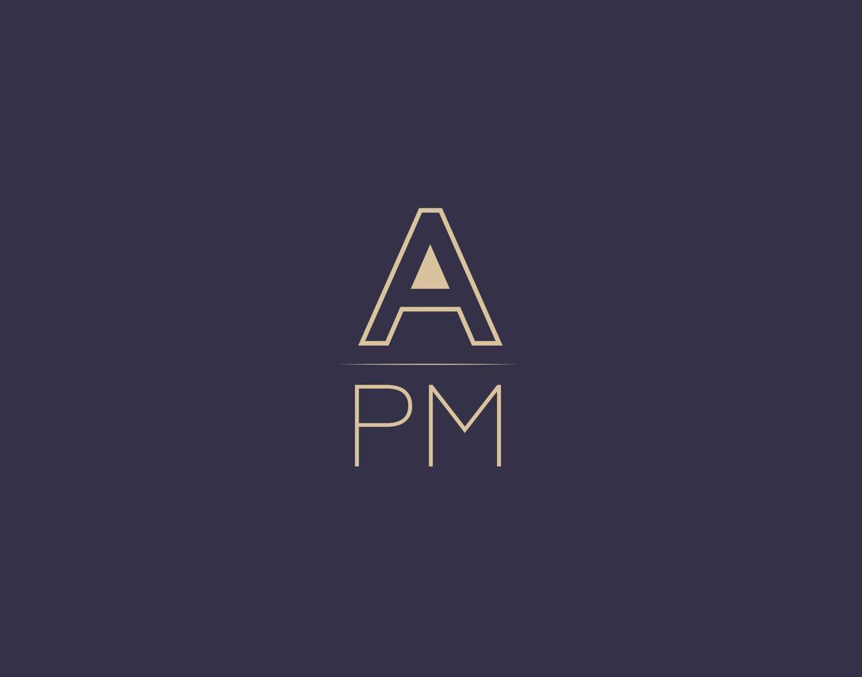 diseño de logotipo de letra apm imágenes vectoriales minimalistas modernas vector