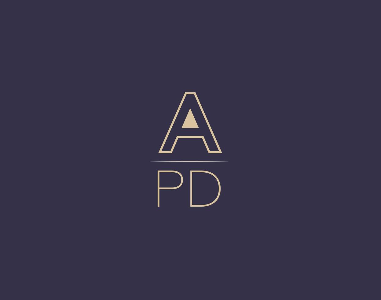 diseño de logotipo de letra apd imágenes vectoriales minimalistas modernas vector