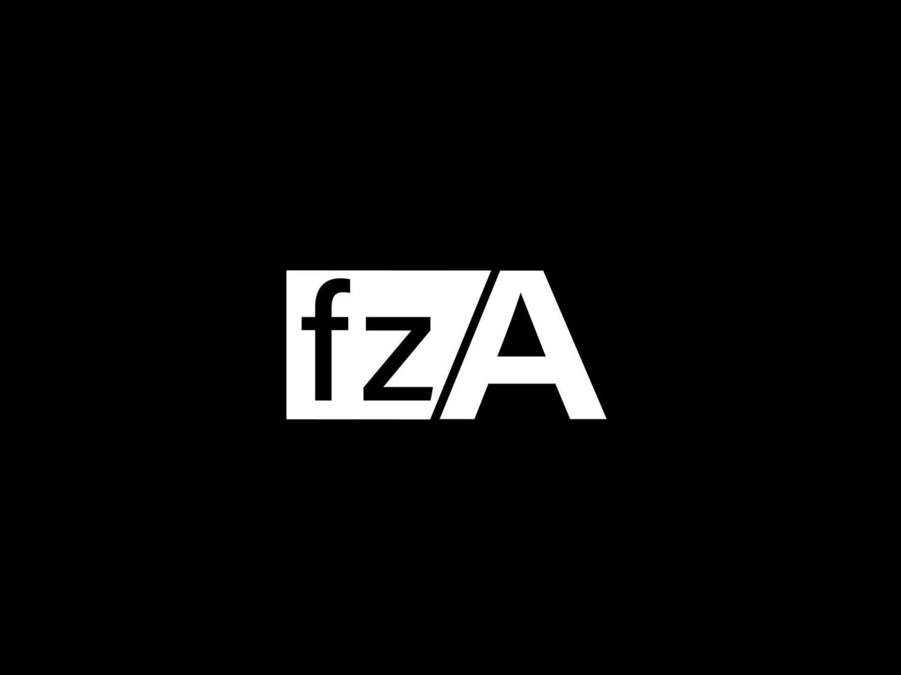 FZA Logo and Graphics design vector art, Icons isolated on black background