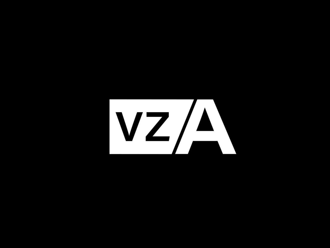 VZA Logo and Graphics design vector art, Icons isolated on black background