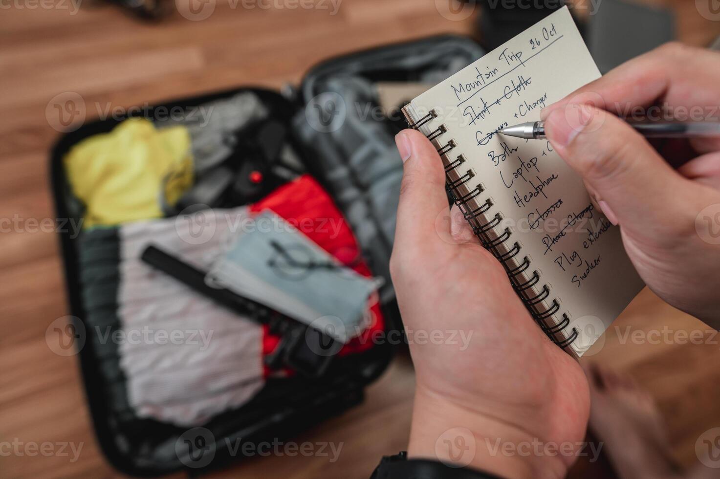 Close-up of man checks the checklist photo