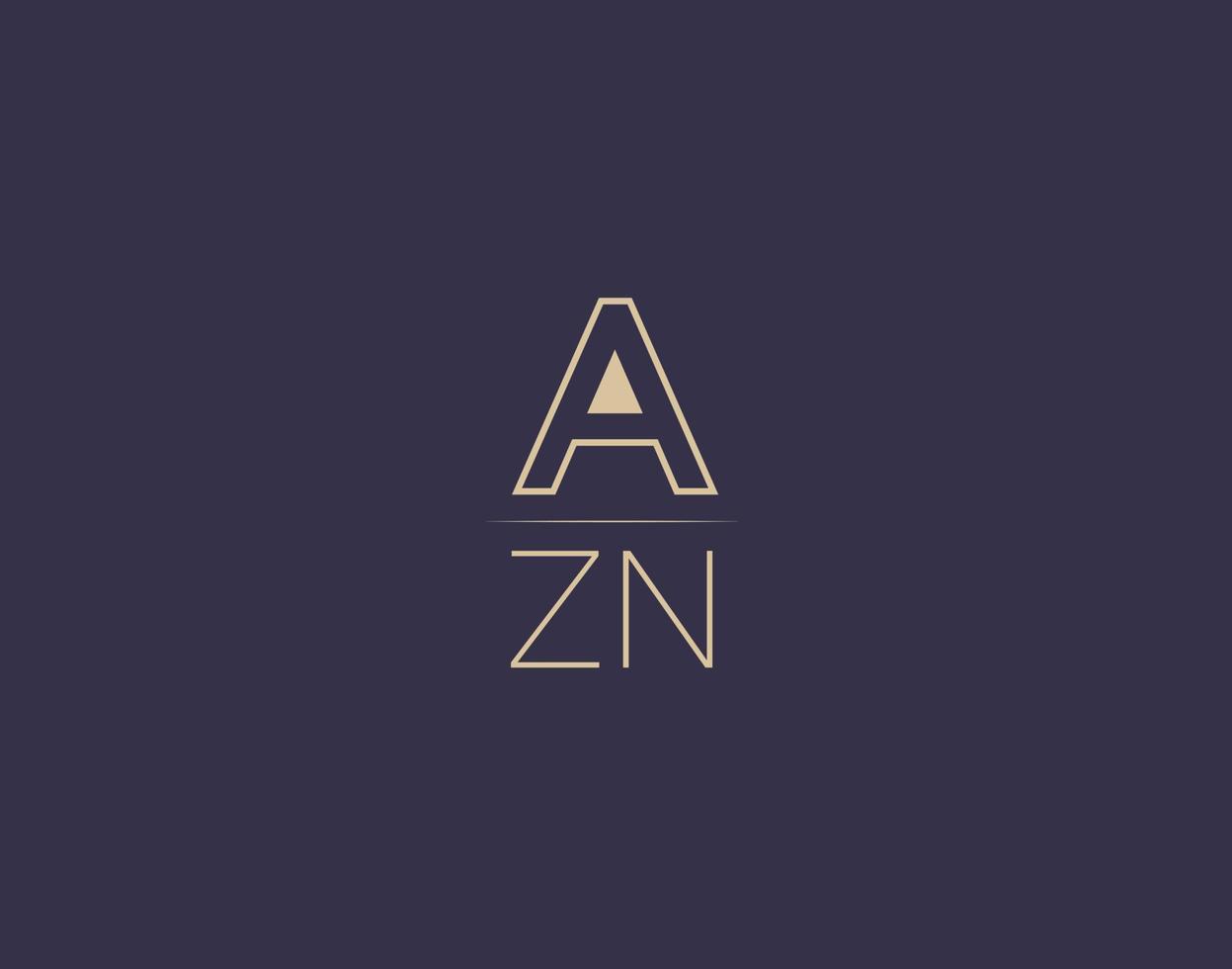 azn carta logotipo diseño moderno minimalista vector imágenes