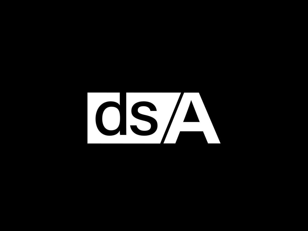 logotipo de dsa y diseño gráfico de arte vectorial, iconos aislados en fondo negro vector