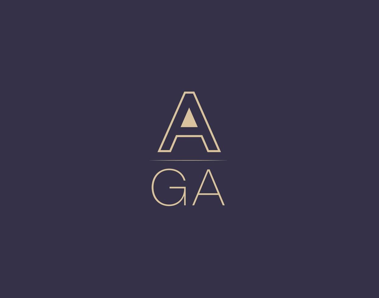 imágenes vectoriales minimalistas modernas de diseño de logotipo de letra aga vector