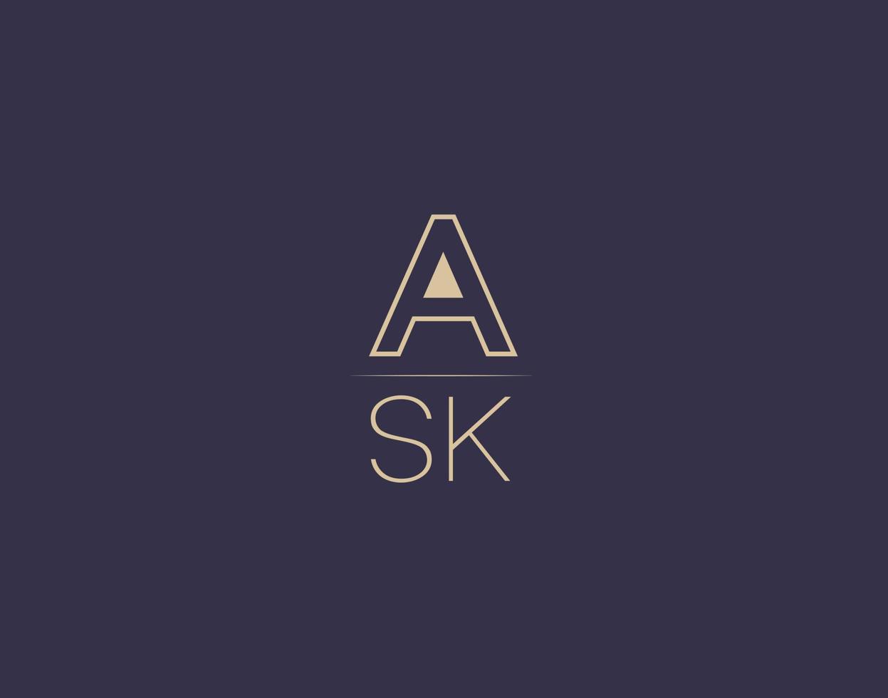 ASK letter logo design modern minimalist vector images