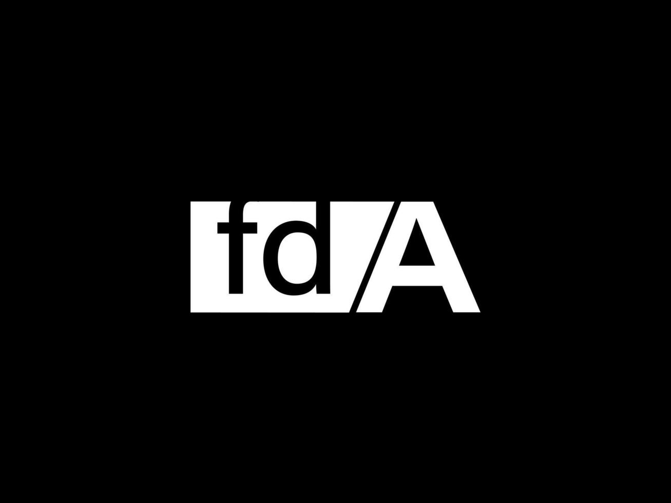 logotipo de la fda y diseño de gráficos de arte vectorial, iconos aislados en fondo negro vector