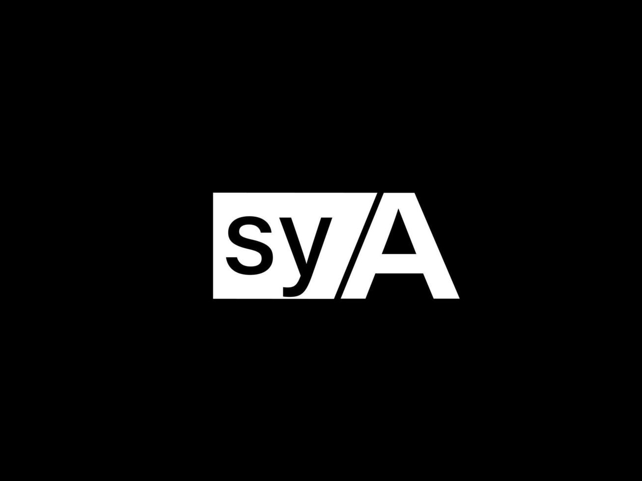 sya logo y diseño gráfico arte vectorial, iconos aislados en fondo negro vector