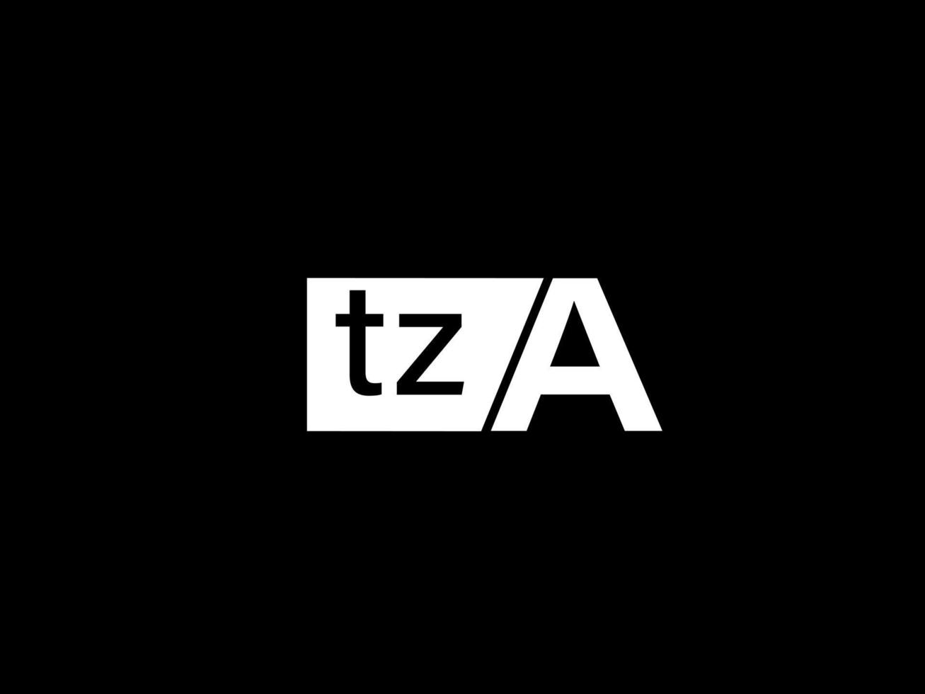 tza logotipo y diseño gráfico arte vectorial, iconos aislados en fondo negro vector