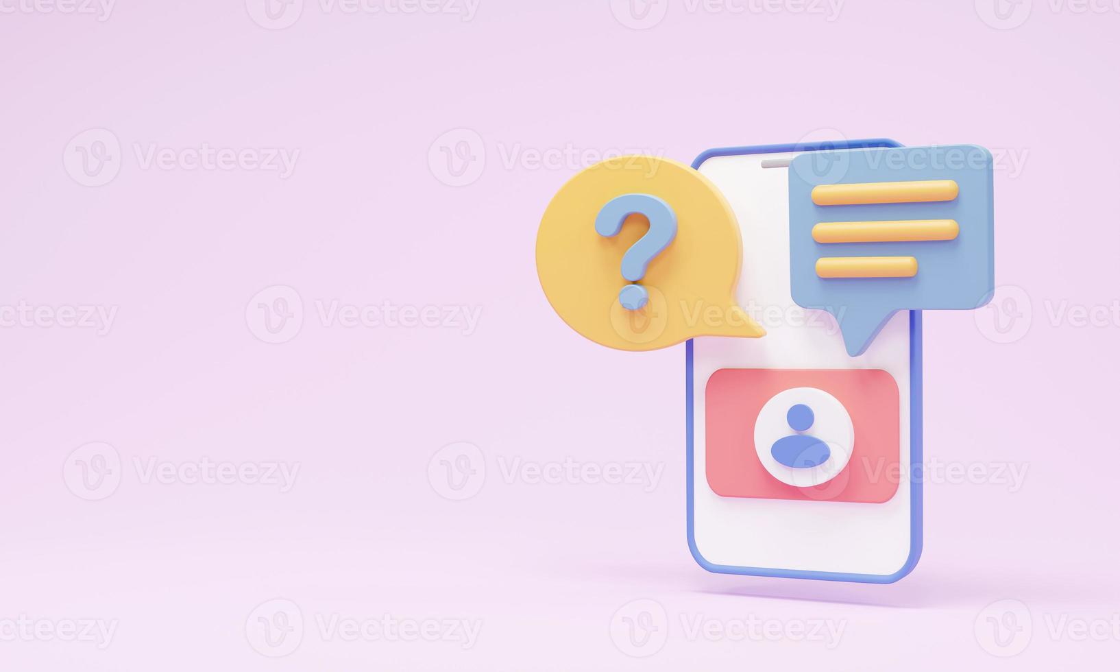 smartphone with Admin icon showing Questions and answers. concept of social media page moderation. Online customer Q and A service with copy space and business design. photo