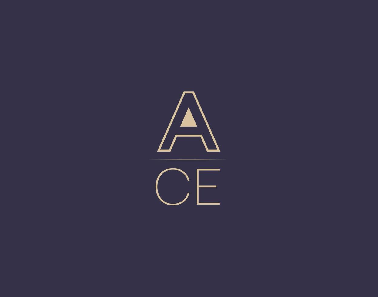 ace letter logo design moderno minimalista vector imágenes