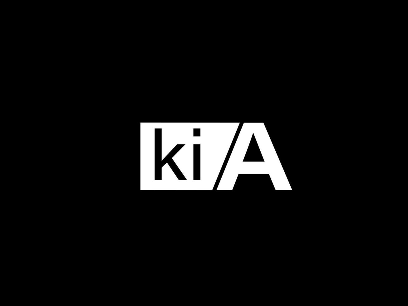 KIA Logo and Graphics design vector art, Icons isolated on black background