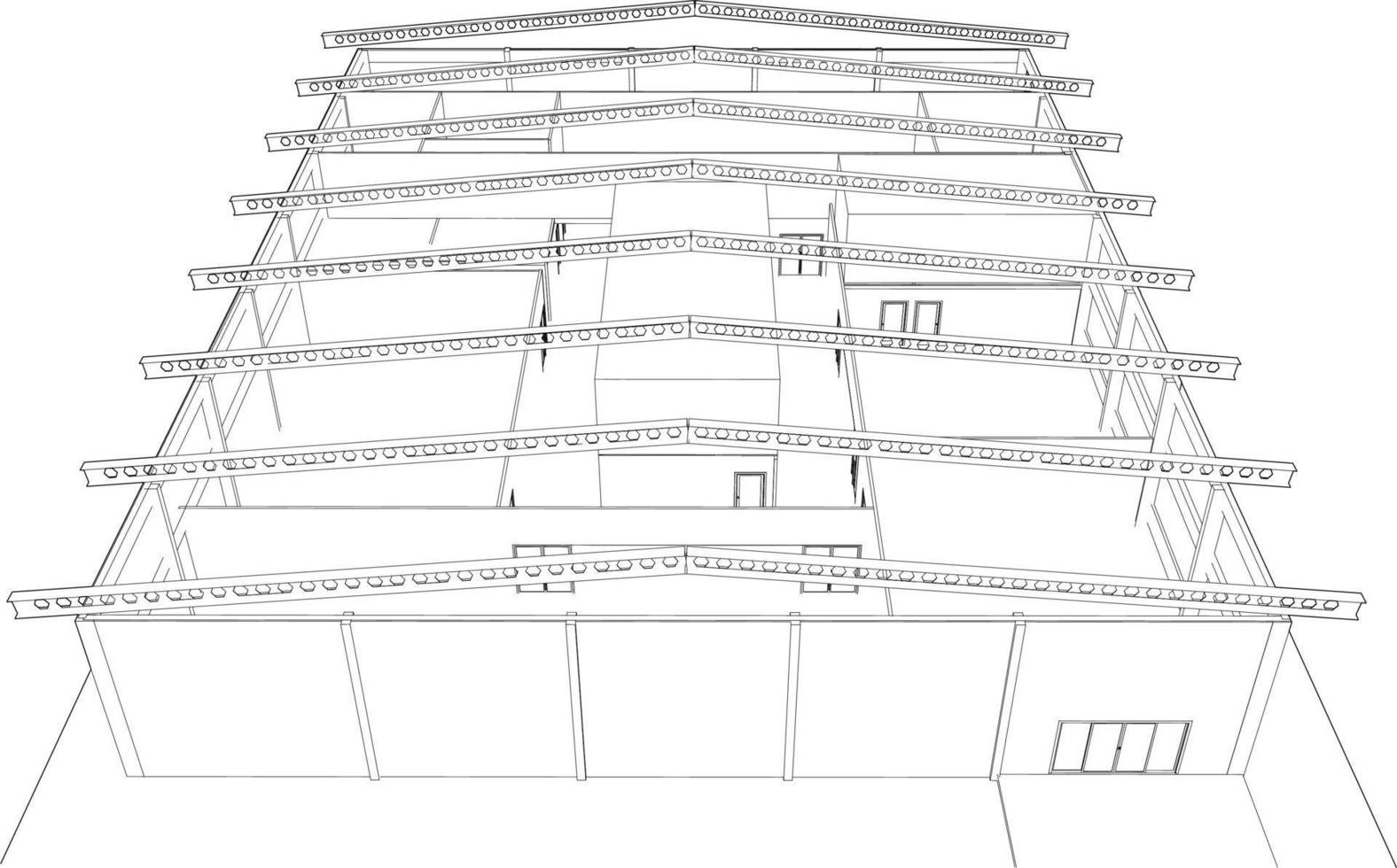 Ilustración 3D del proyecto de construcción vector