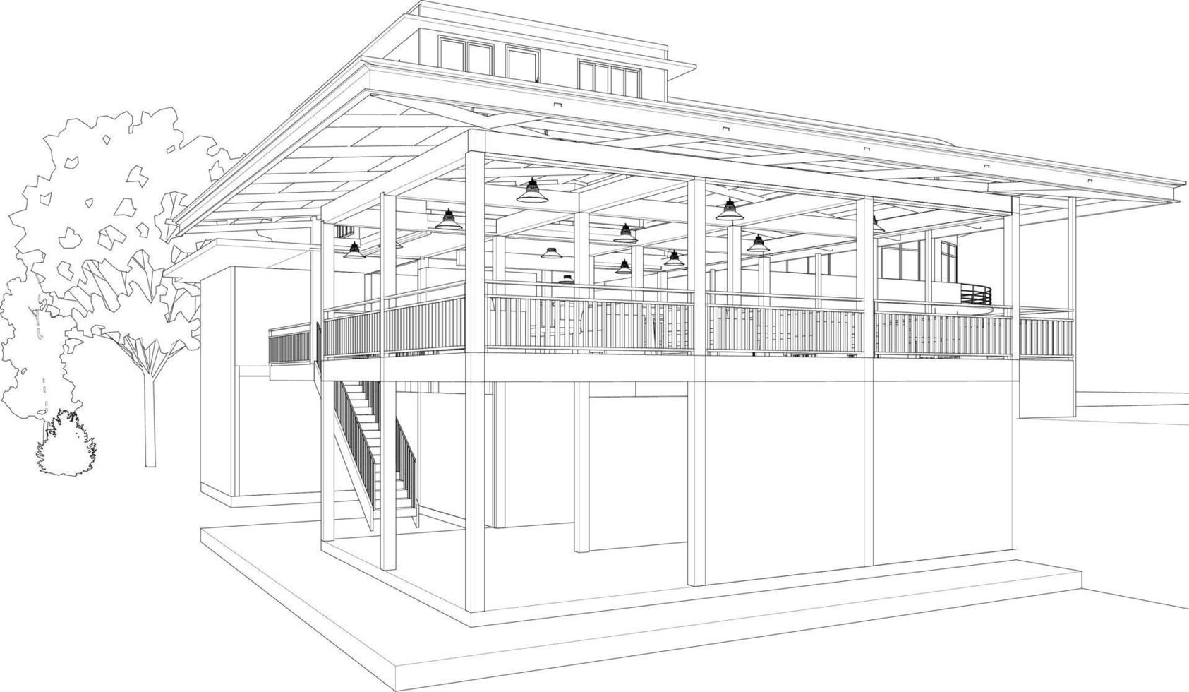 Ilustración 3D del proyecto de construcción vector