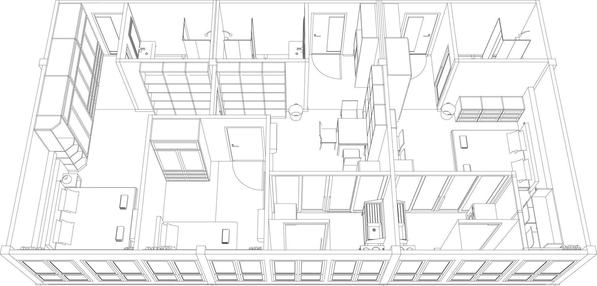 3D illustration of building project vector