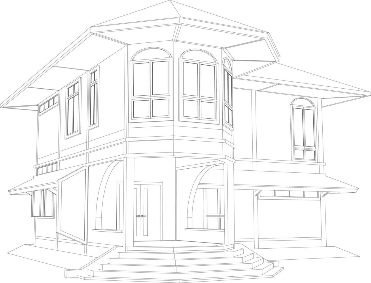 3D illustration of building project vector