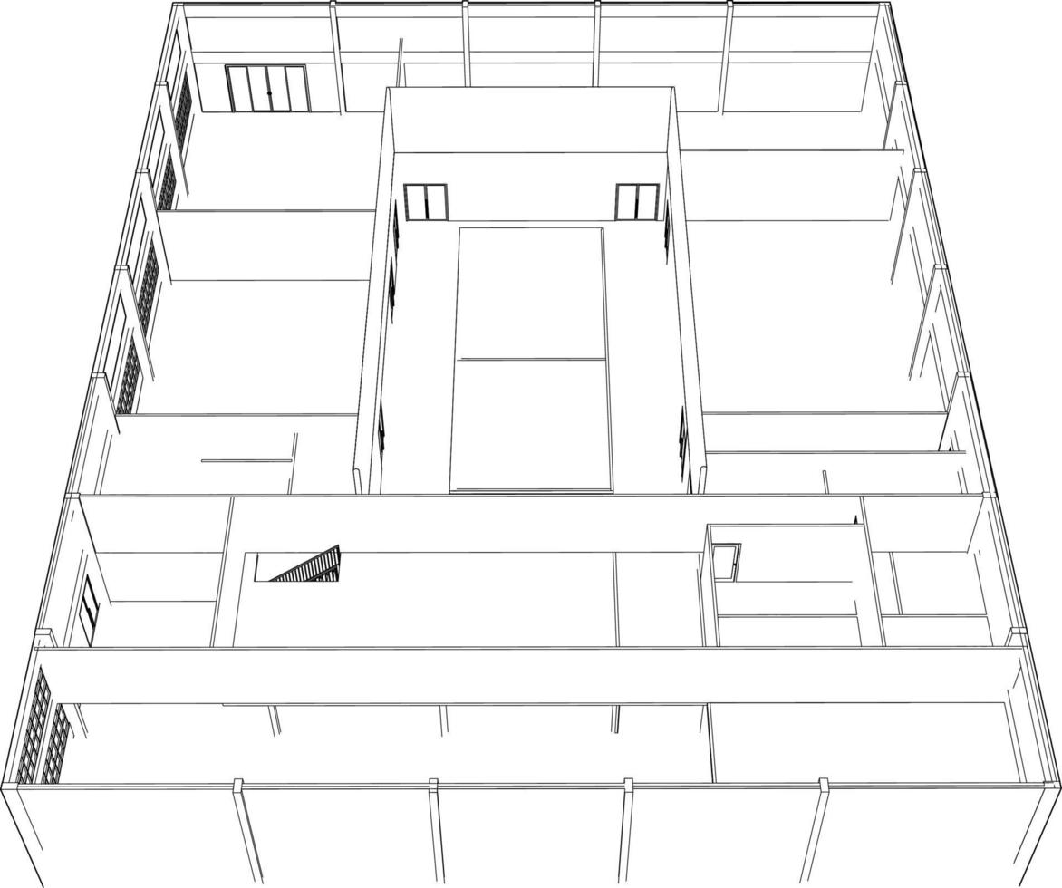 Ilustración 3D del proyecto de construcción vector