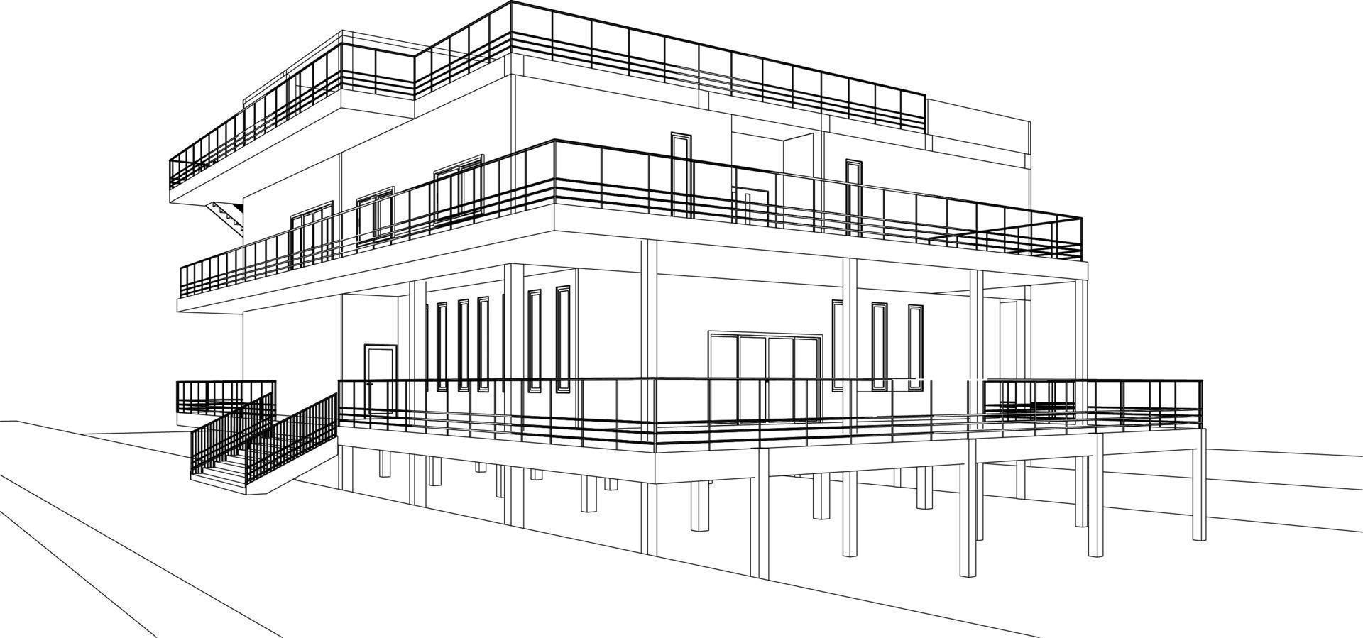 Ilustración 3D del proyecto de construcción vector