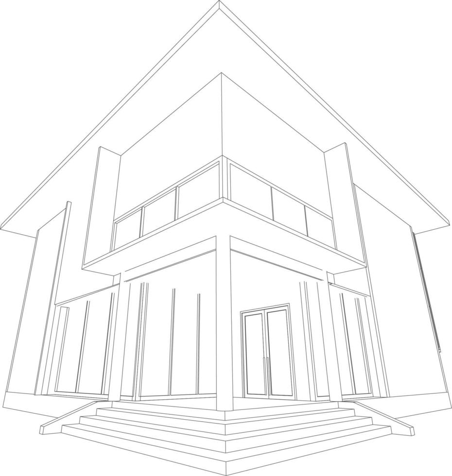 3D illustration of building project vector