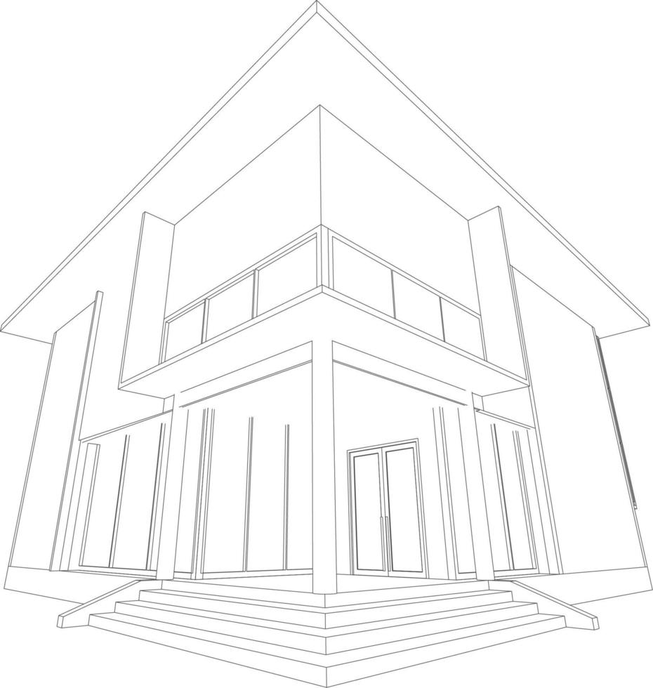 3D illustration of building project vector