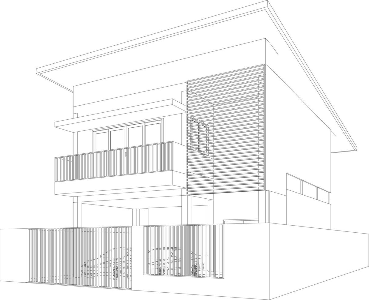 Ilustración 3D del proyecto de construcción vector