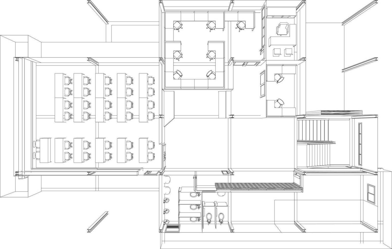3D illustration of building project vector