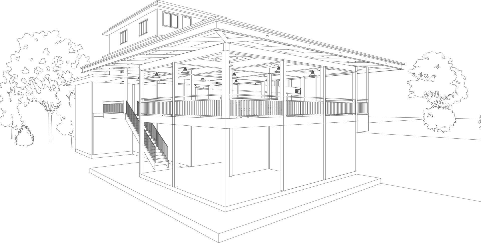 Ilustración 3D del proyecto de construcción vector