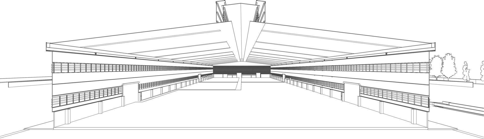 Ilustración 3D del proyecto de construcción vector