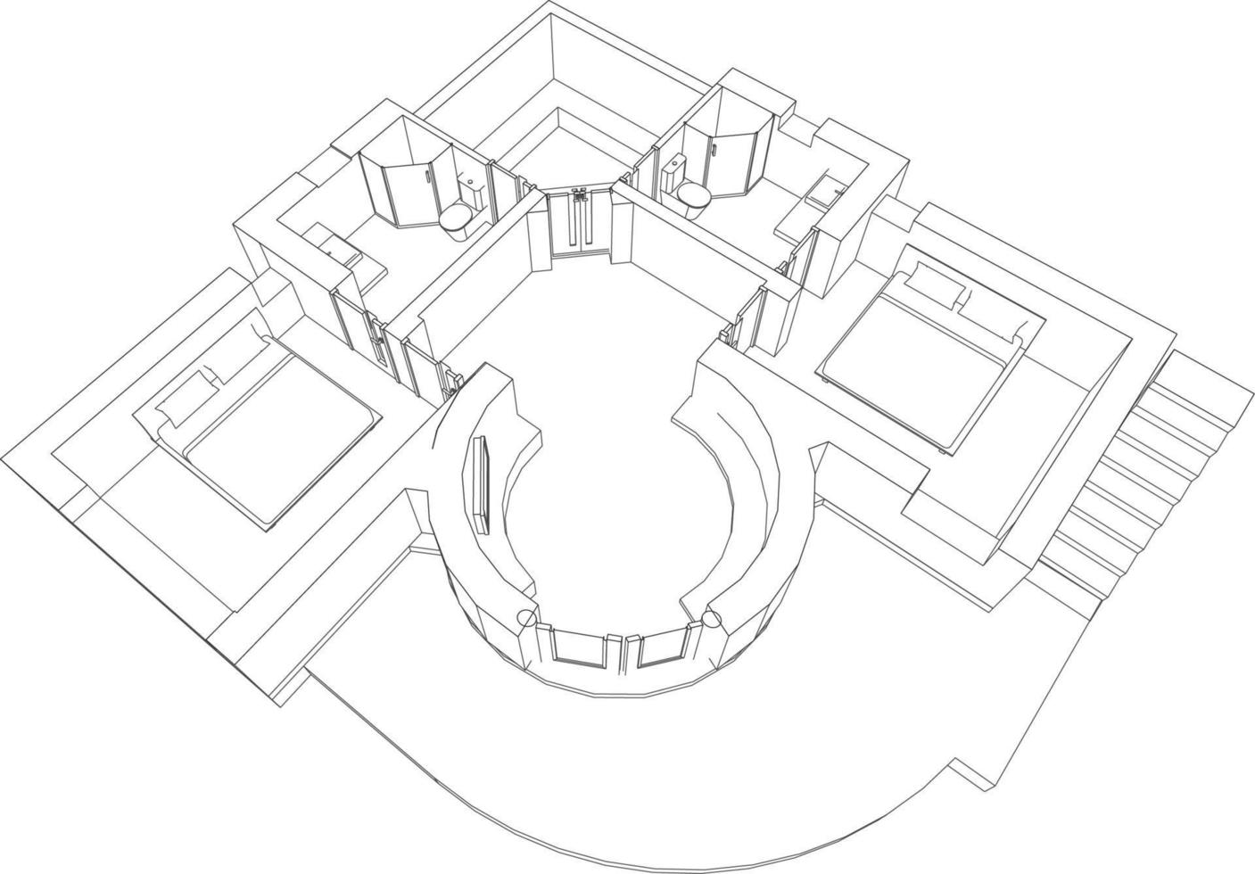 Ilustración 3D del proyecto de construcción vector