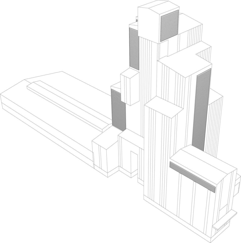 Ilustración 3D del proyecto de construcción vector