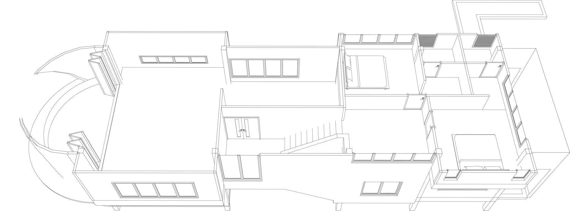 3D illustration of building project vector