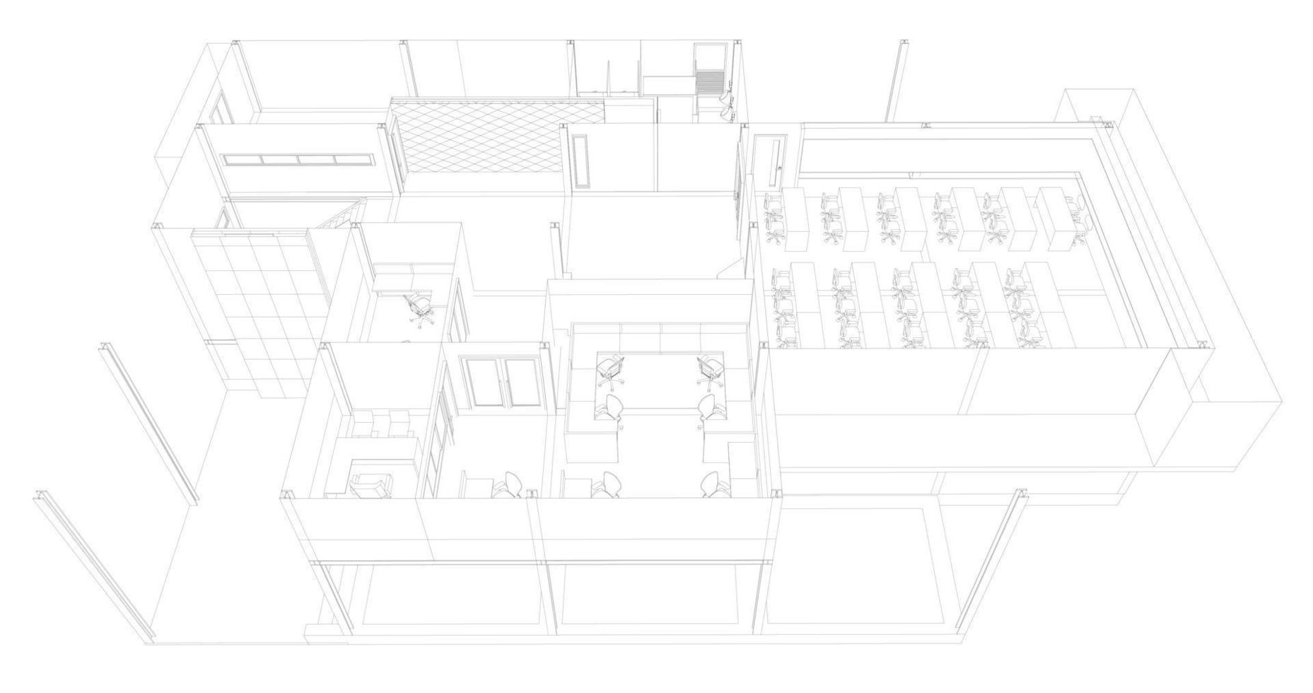 3D illustration of building project vector