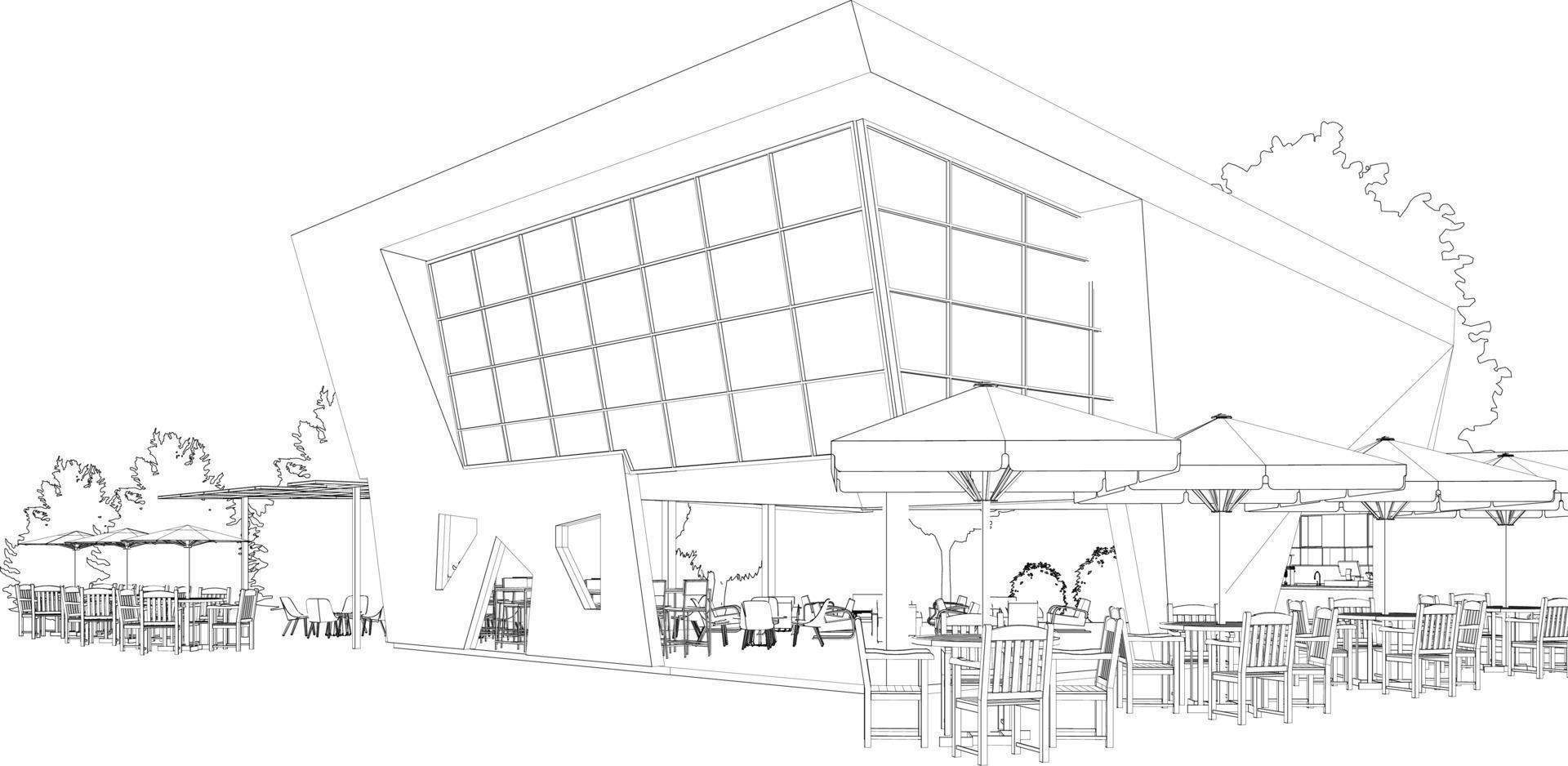 3D illustration of coffee shop vector