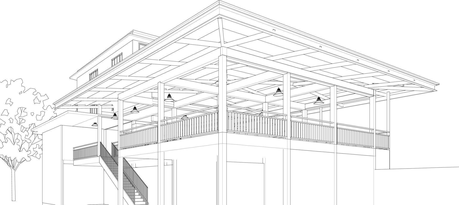 3D illustration of building project vector