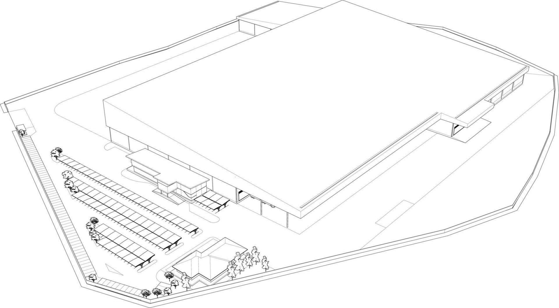 3D illustration of building project vector