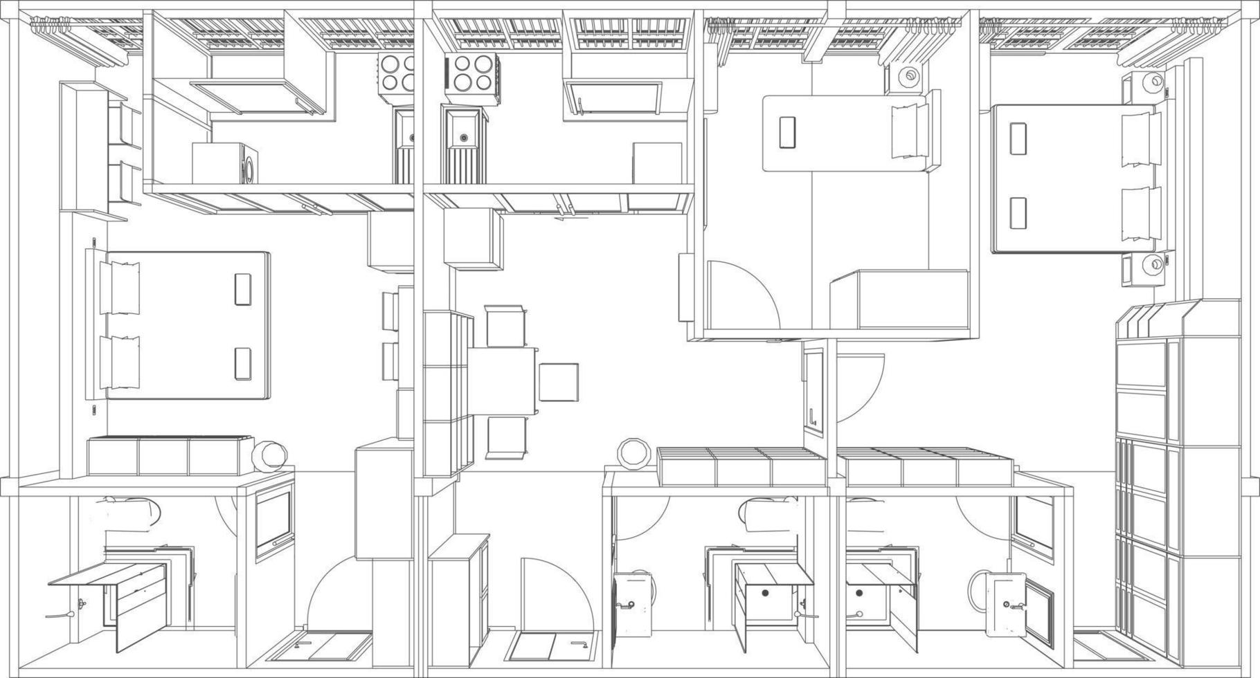 Ilustración 3D del proyecto de construcción vector