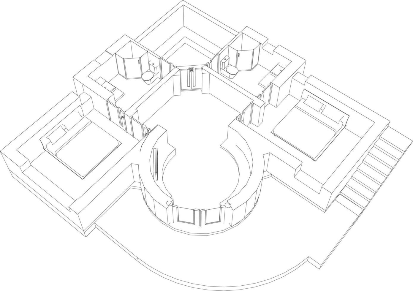 Ilustración 3D del proyecto de construcción vector