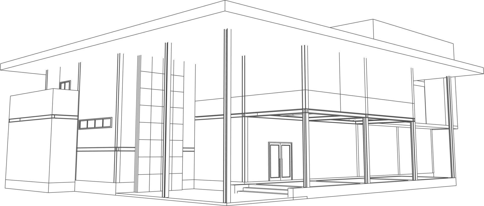 3D illustration of building project vector