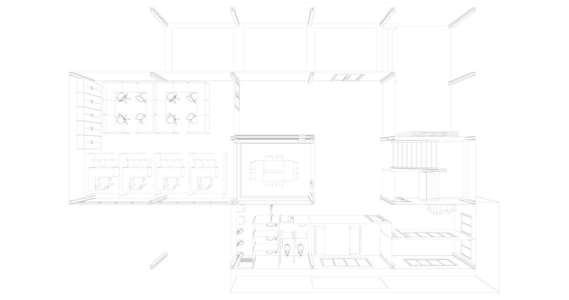 Ilustración 3D del proyecto de construcción vector