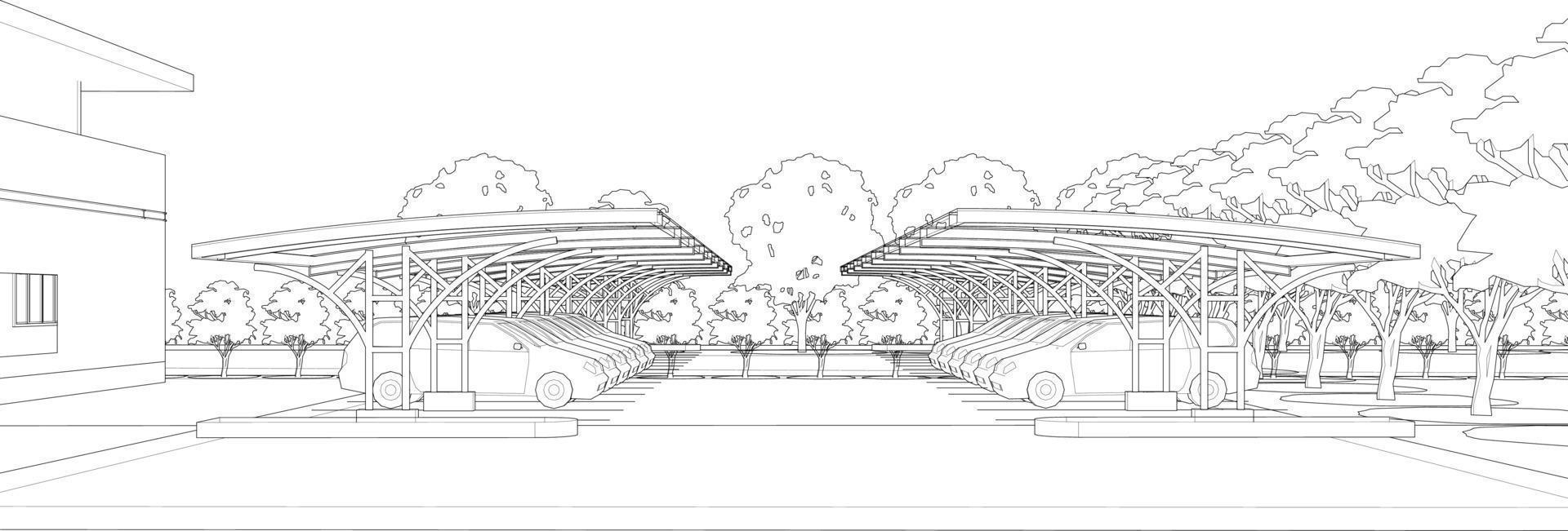 Ilustración 3D del proyecto de construcción vector