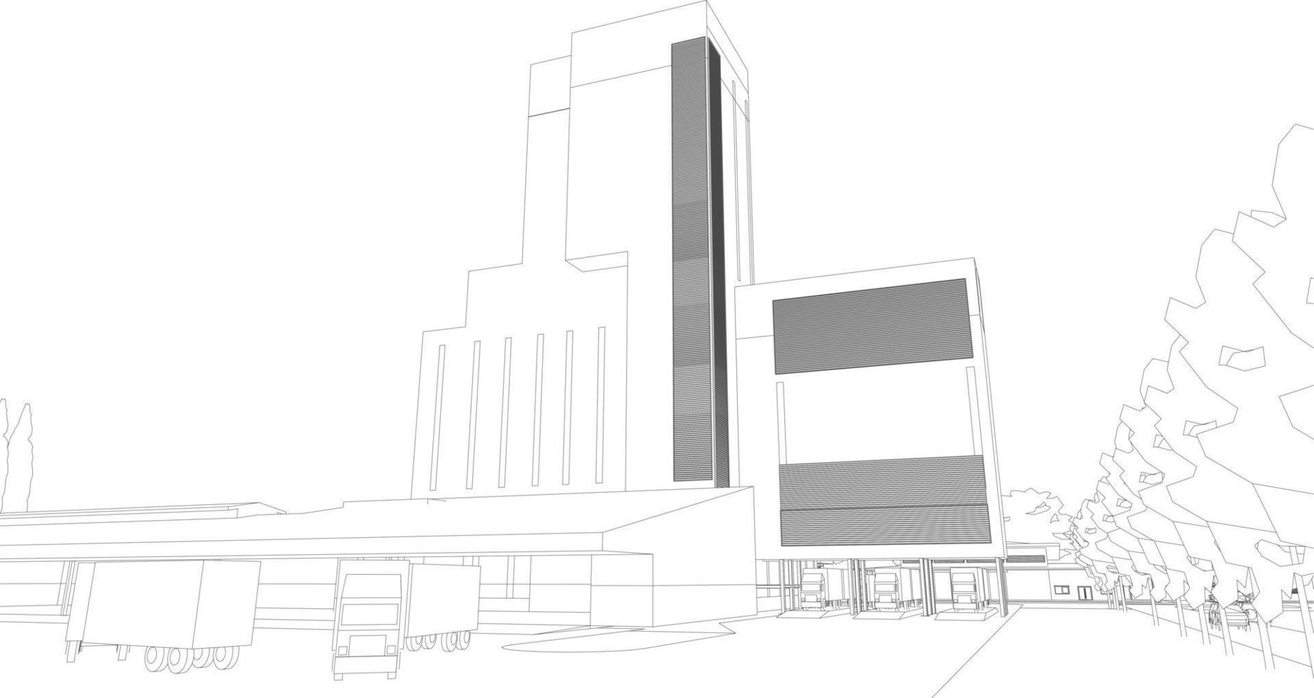 3D illustration of building project vector