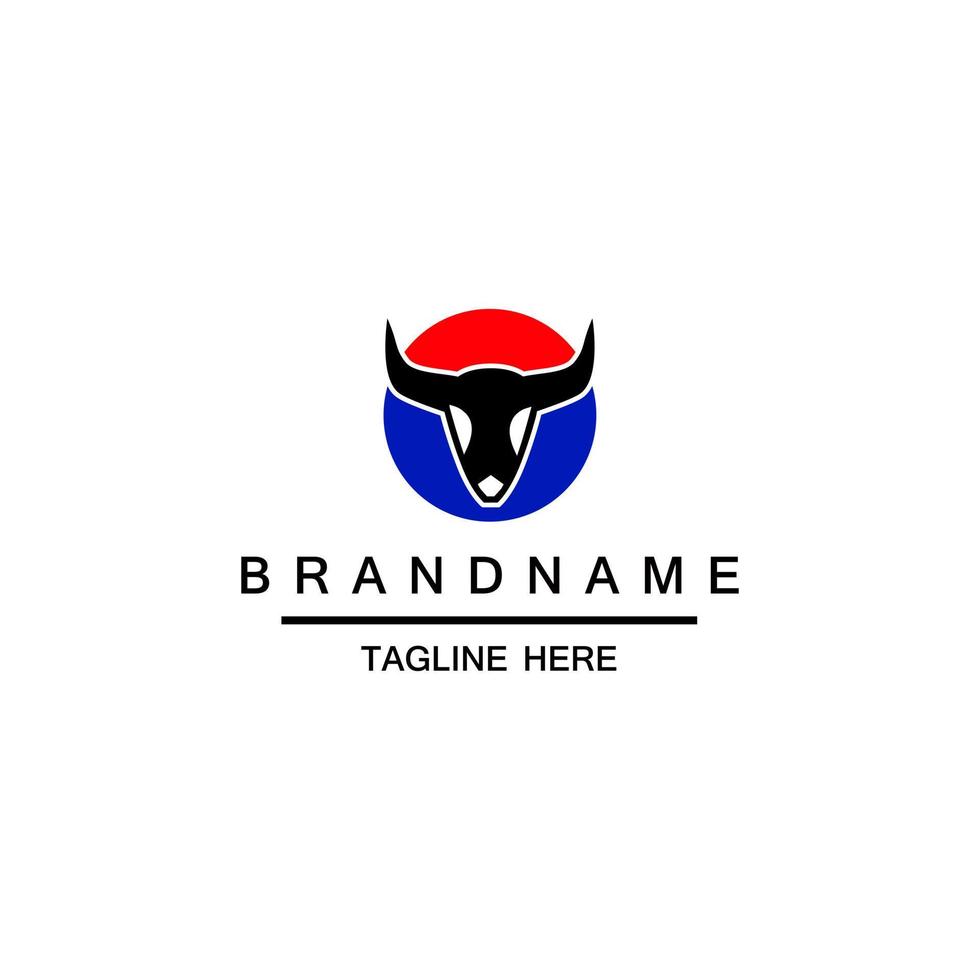 Bull head logo circle design concept, elegant simple and minimalist logo design. vector