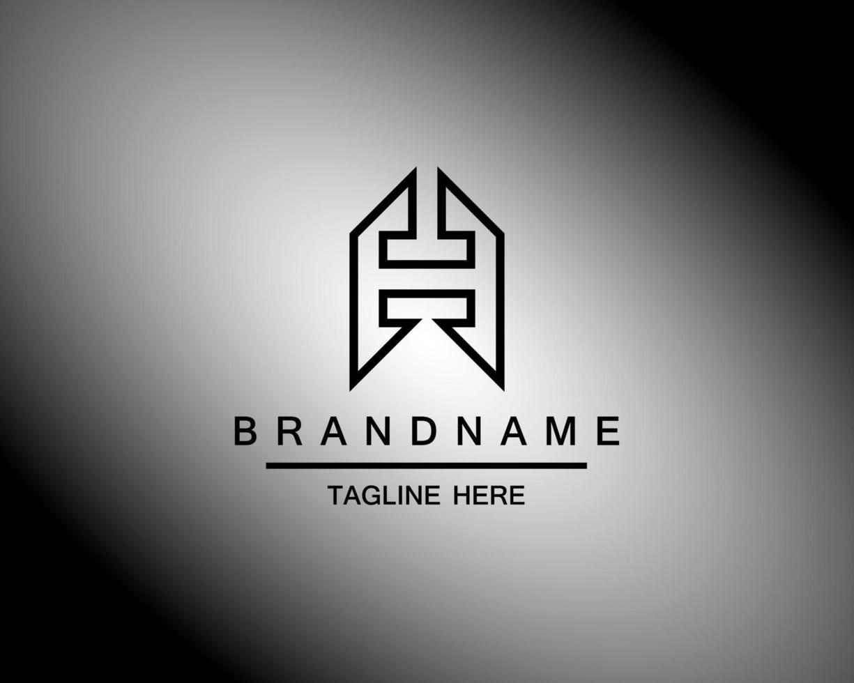 Logo design of M H MH HM in vector for construction, home, real estate, building, property. Minimal awesome trendy professional logo design template on black background.