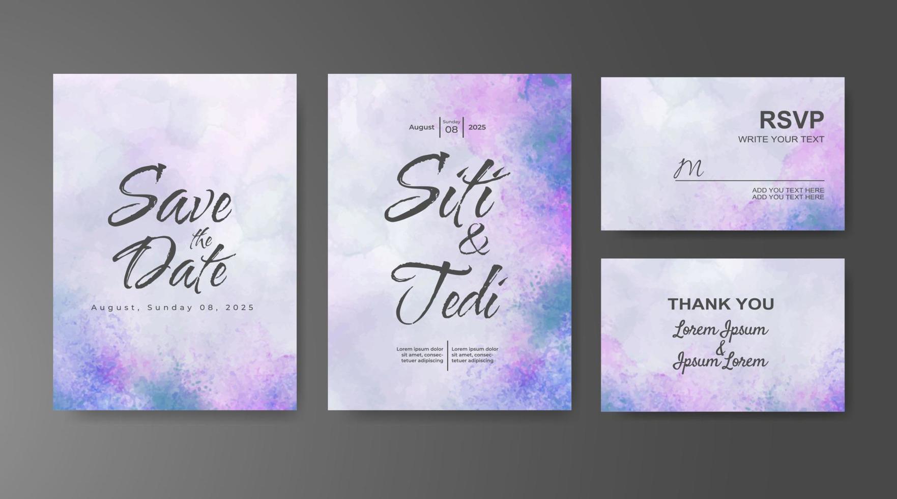 Wedding invitation with abstract watercolor background vector