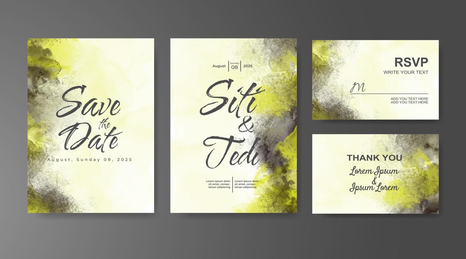 Wedding invitation with abstract watercolor background vector