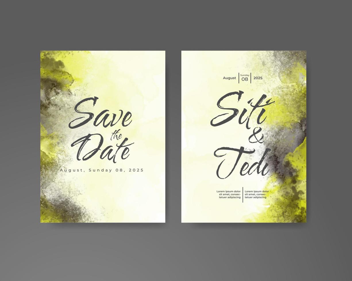 Wedding invitation with abstract watercolor background vector